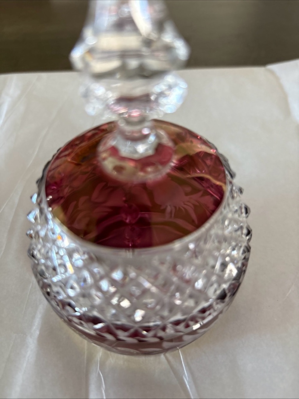 Vintage Golden Crown HandCut Cranberry Lead Crystal E&R Bell Purple/Pink Germany - Picture 4 of 13